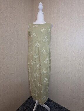 Vintage J. Jill Pistachio Green Sleeveless  Linen Shift Dress